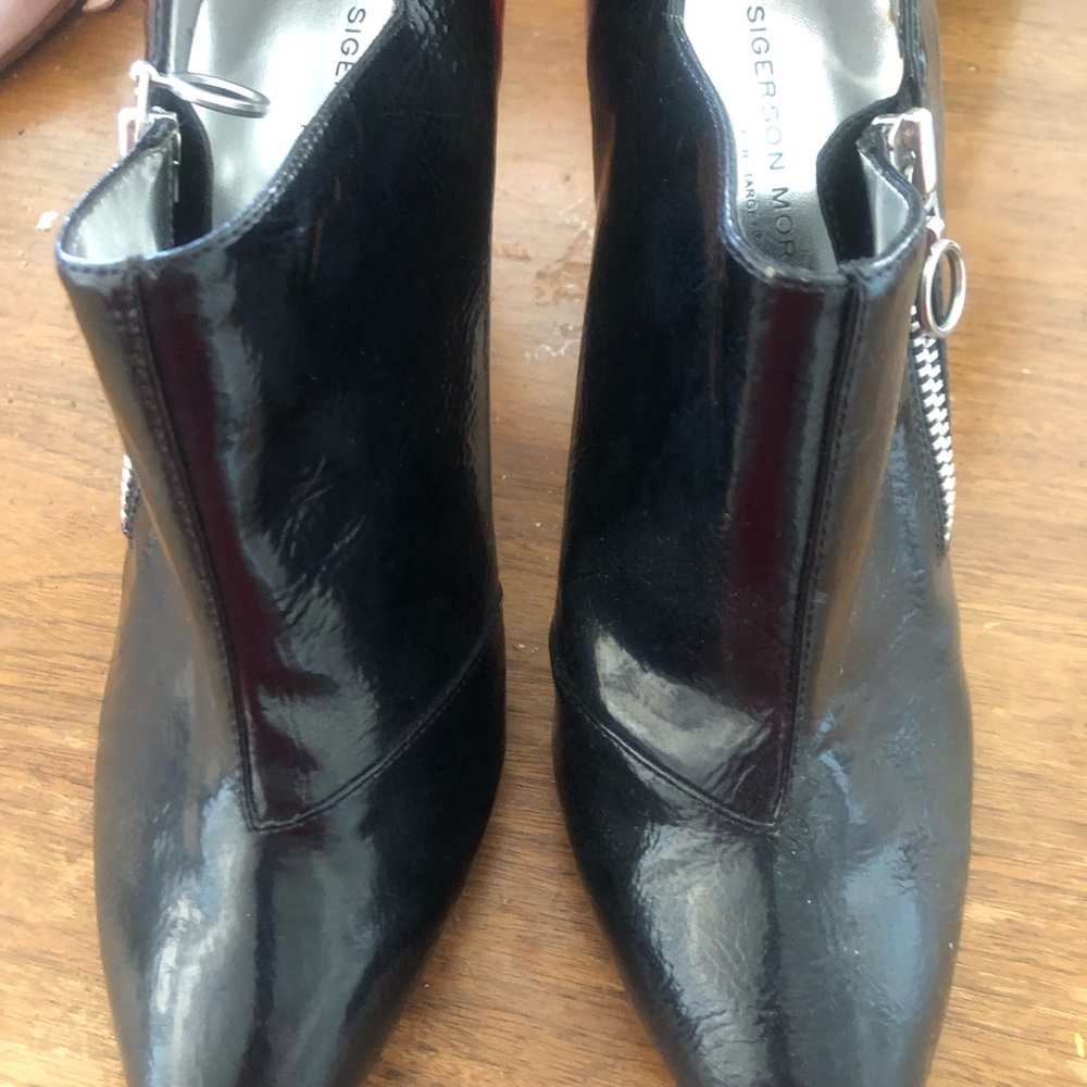 Sigerson Morrison Glossy Black Ankle Booties